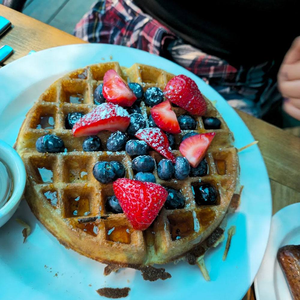 breakfast waffles with fresh berries